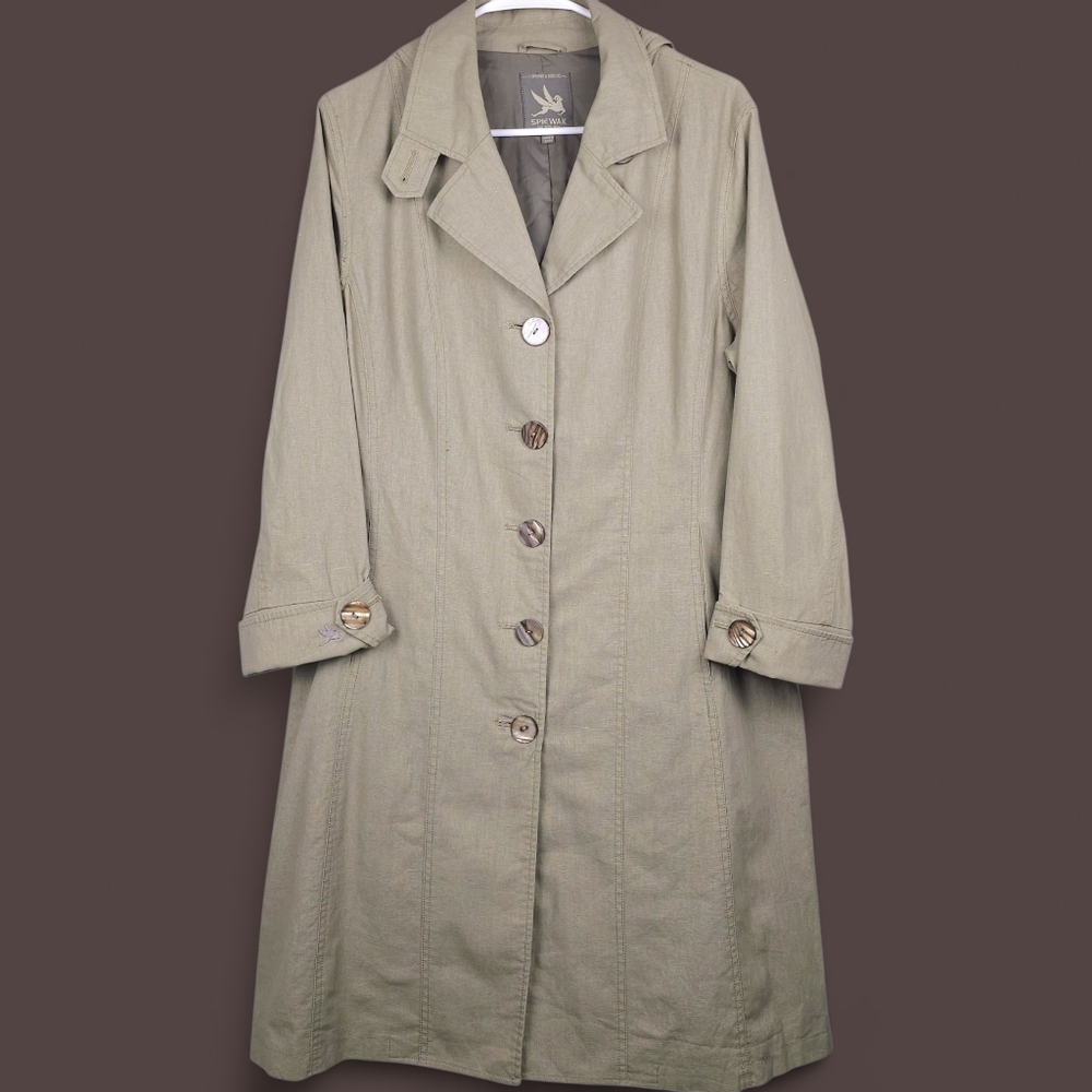 Spiewak Sons Over Coat Jacket Parka Womens L Removable Hooded Long Sleeve